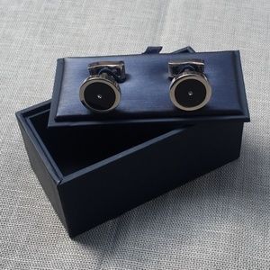 T-M LEWIN LONDON Onyx Diamante Cufflinks